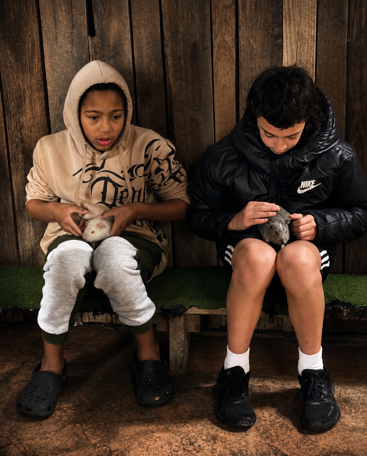 Children meeting animals on a respite weekend